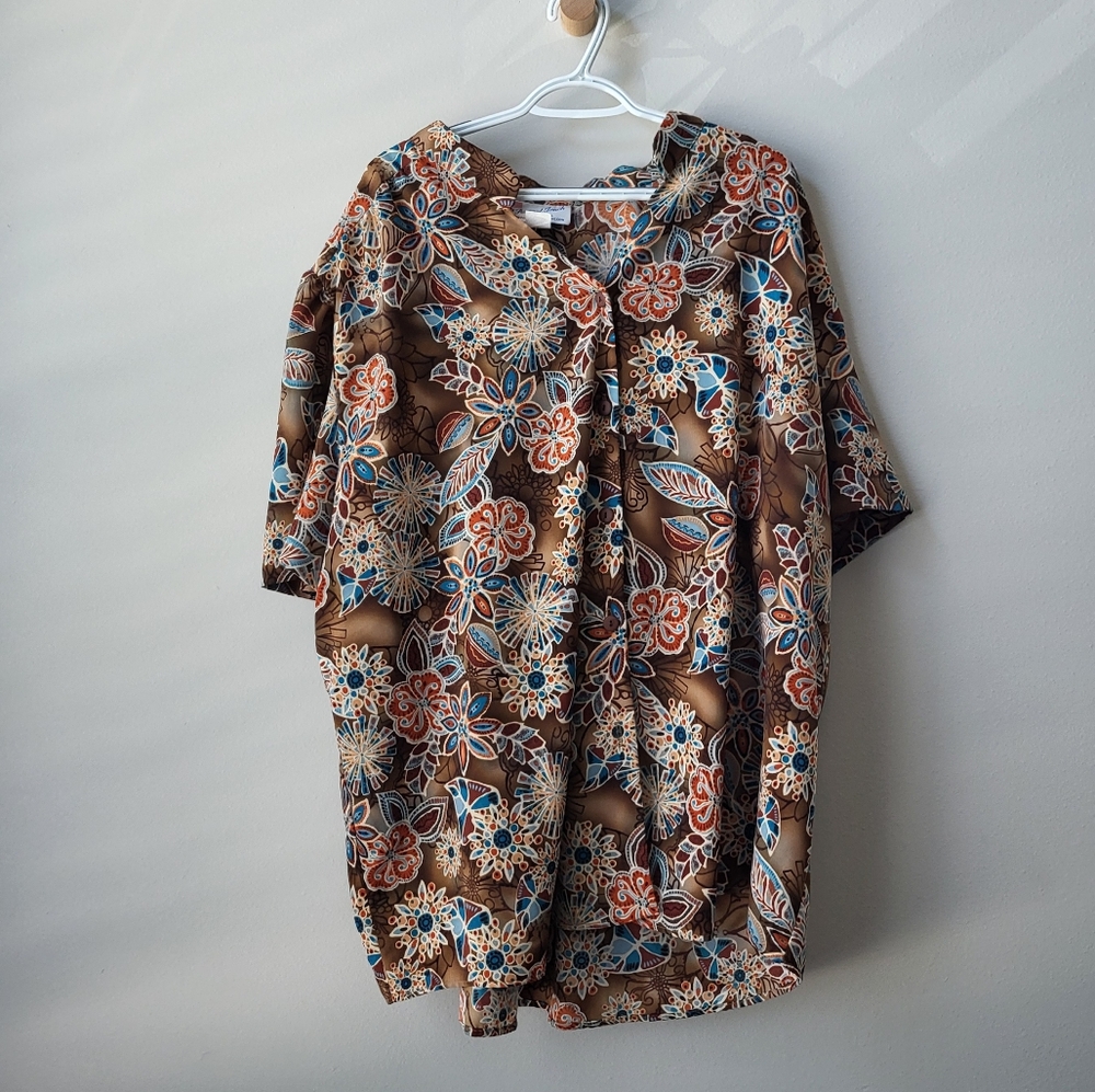 Vintage A Personal Touch woman floral button down shirt plus size 4XL